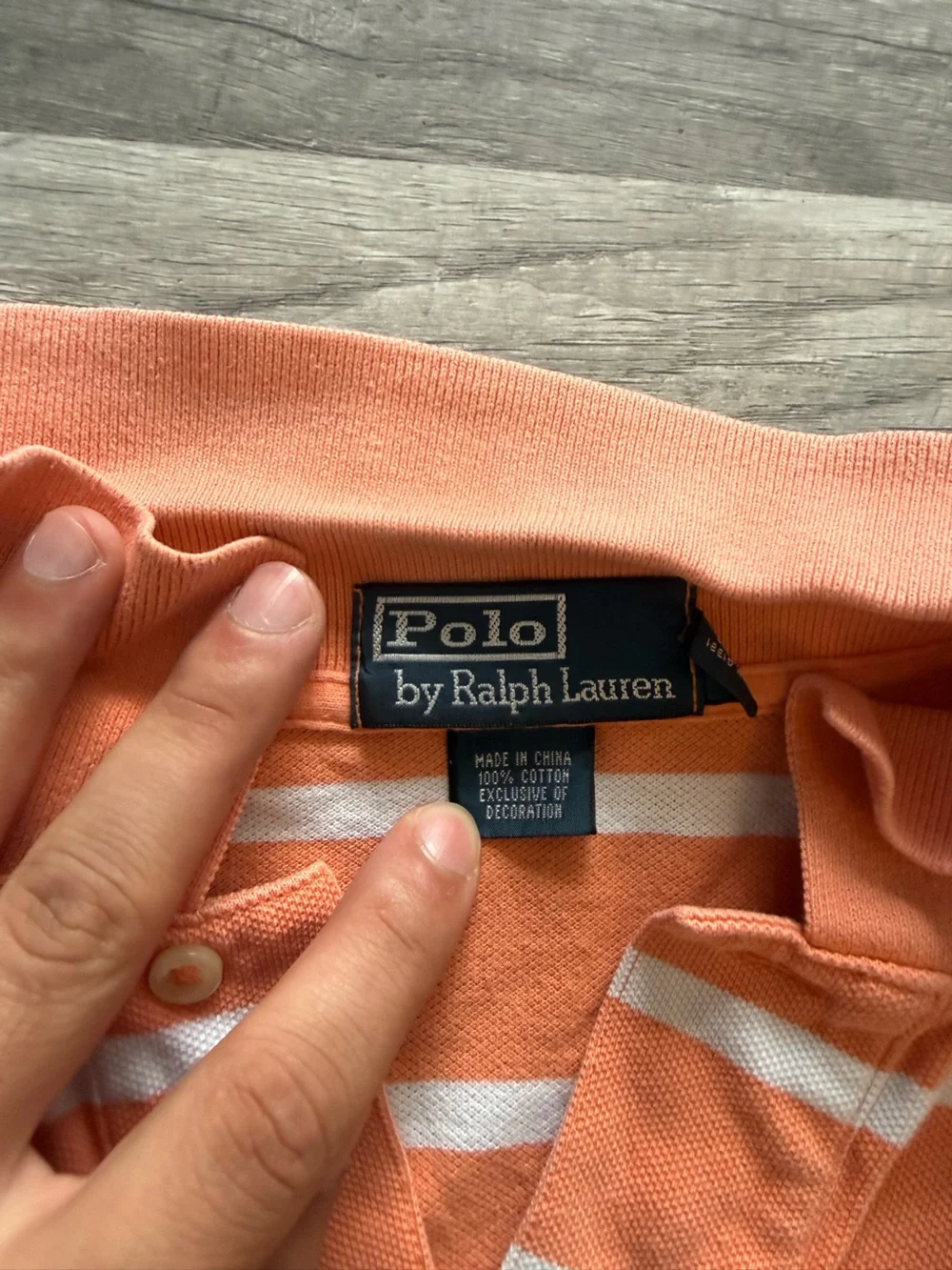 Ralph Lauren Orange & White Striped Polo Shirt with Embroidered Pony